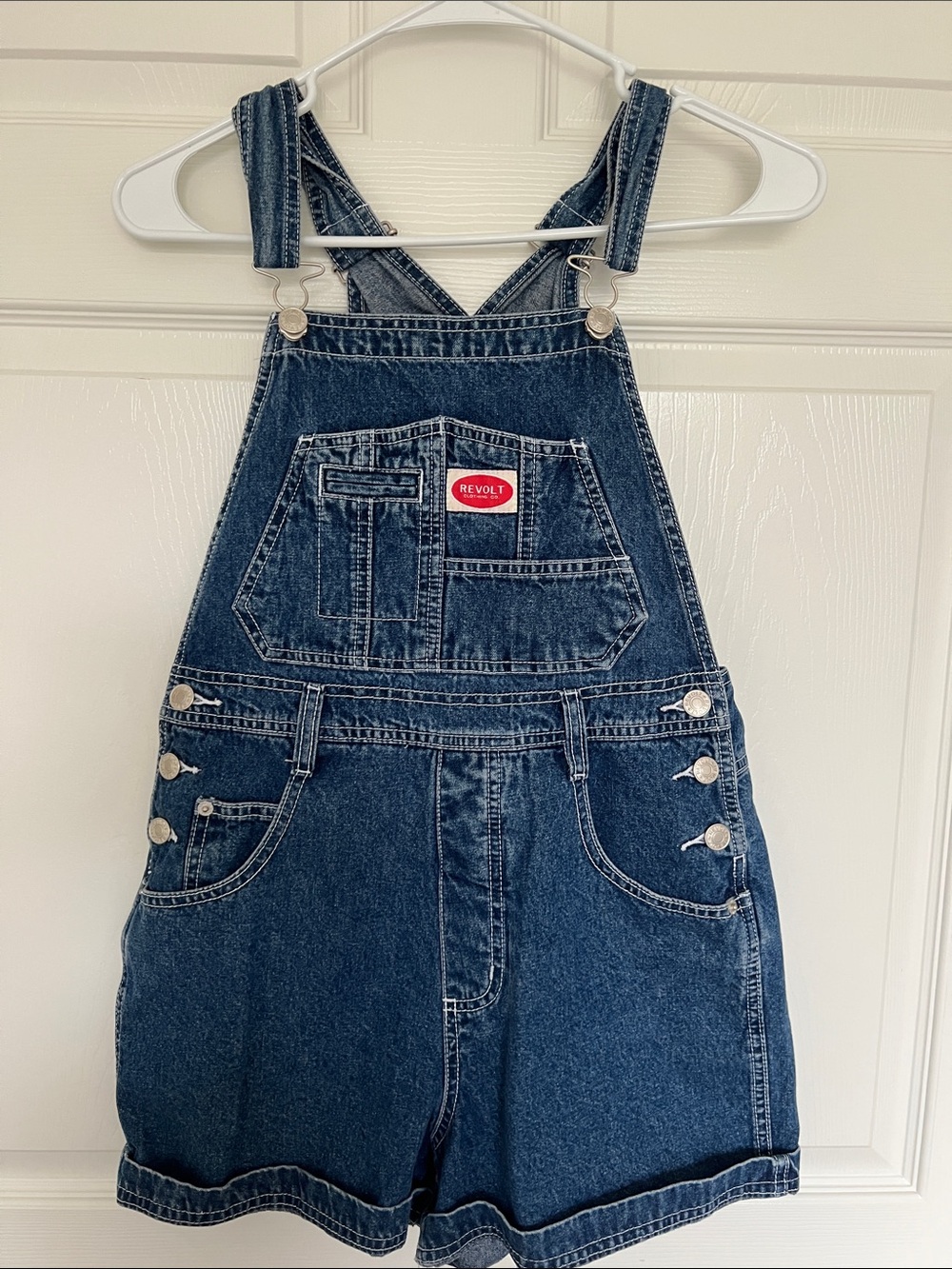 Revolt Dark Blue Denim Short Overalls - Women